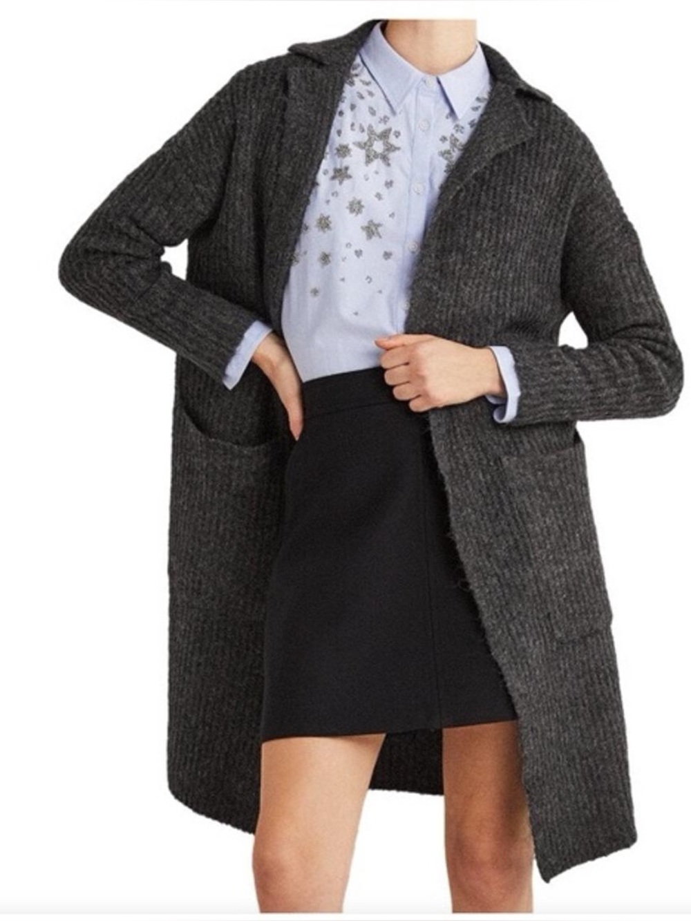 Boden Fluffy Ribbed Wool & Mohair-Blend Coatigan- NWT Sz S